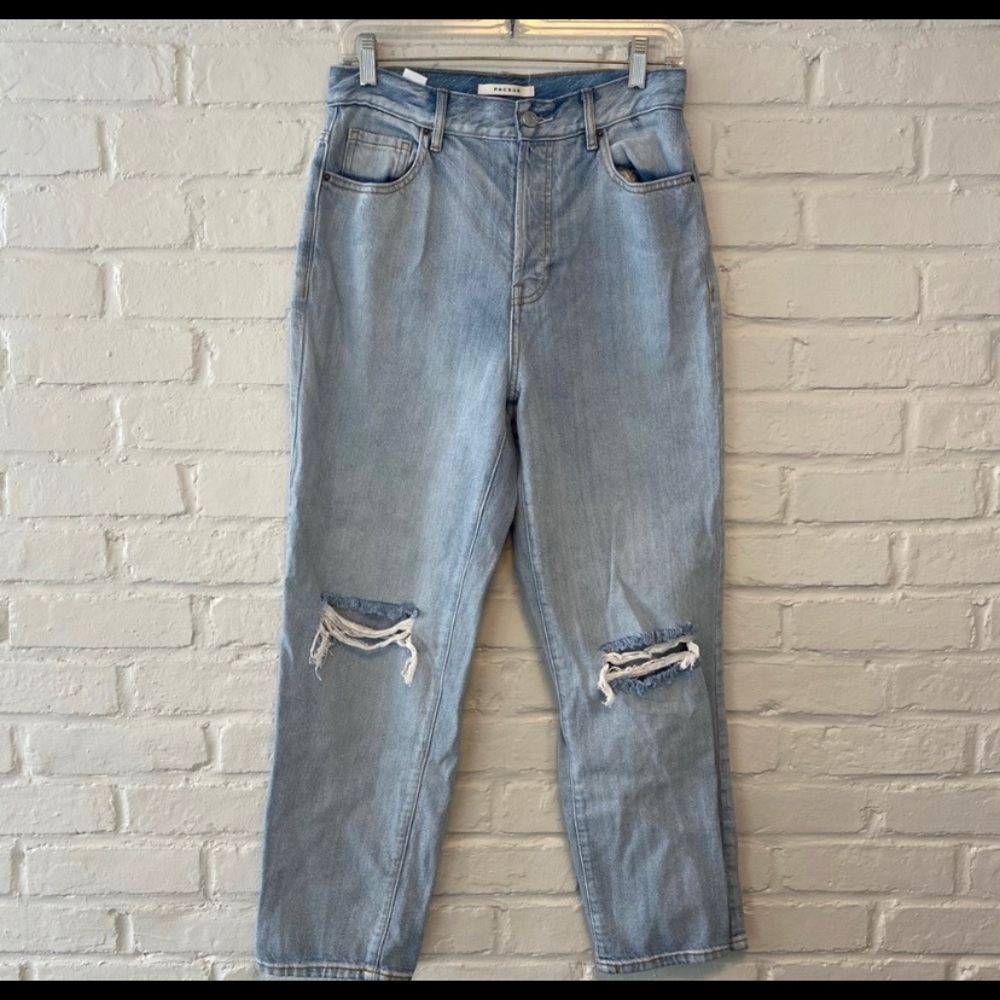 PacSun High Rise Straight Leg Jeans with Knee Rips